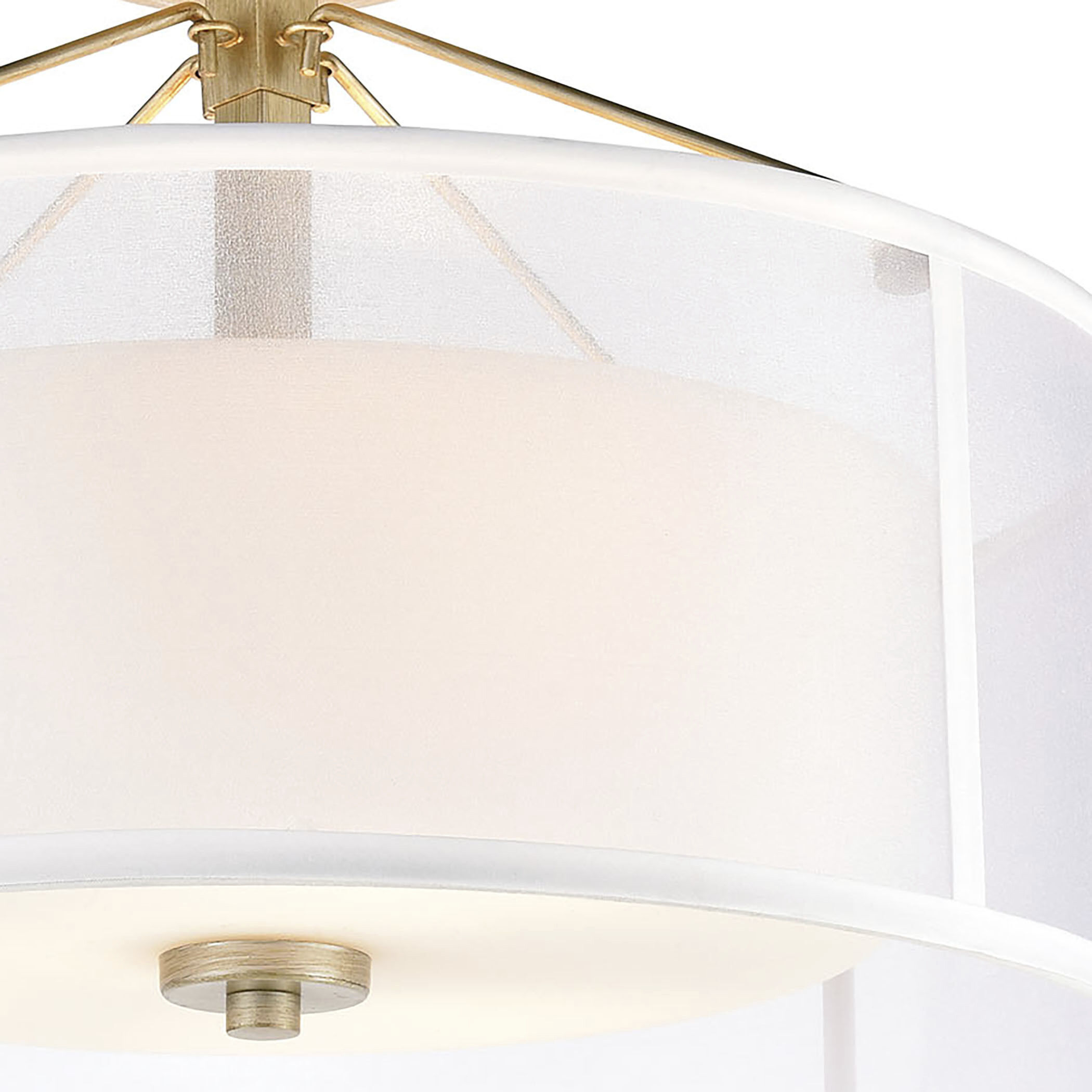 Diffusion 3 Light 18 inch Soft Gold with White Semi Flush Mount Ceiling Light