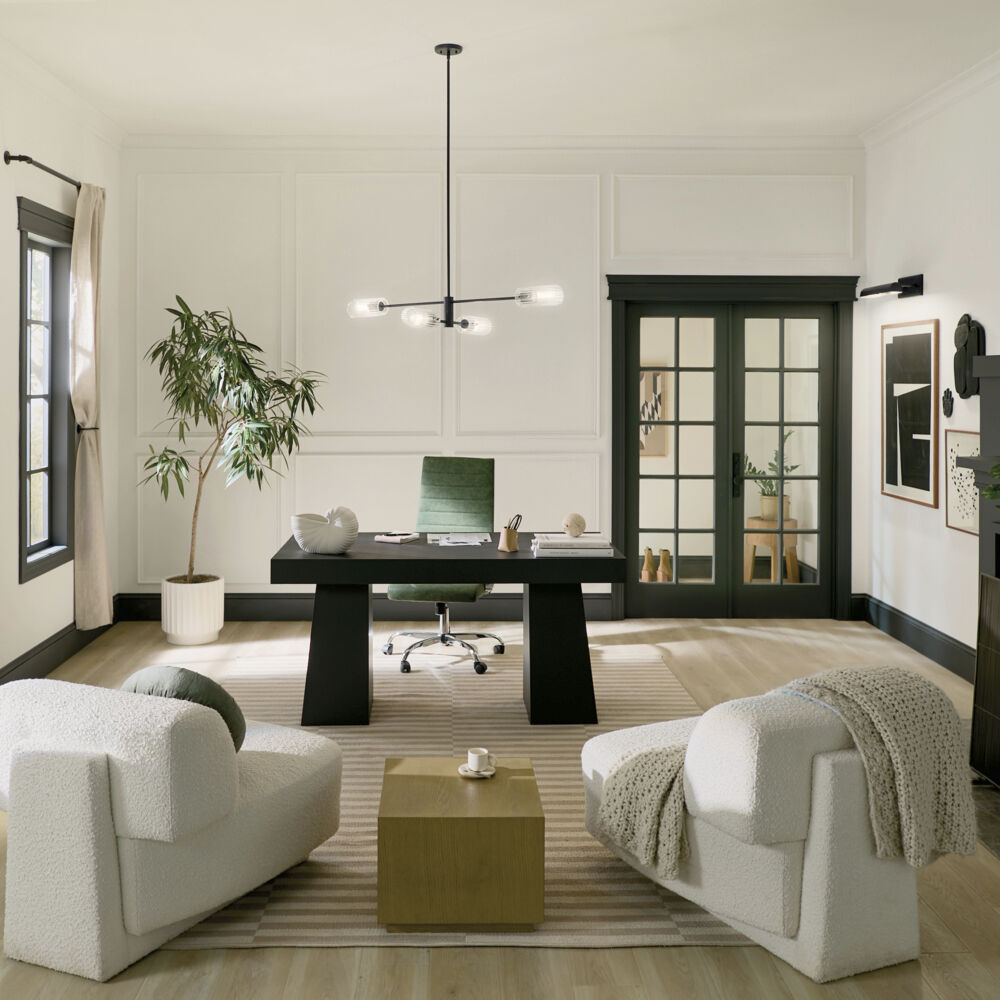 Velestino 4 Light 5.25 inch Black Chandelier Linear Ceiling Light