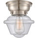 Aditi Small Oxford 1 Light 8 inch Brushed Satin Nickel Flush Mount Ceiling Light in Seedy Glass, Aditi