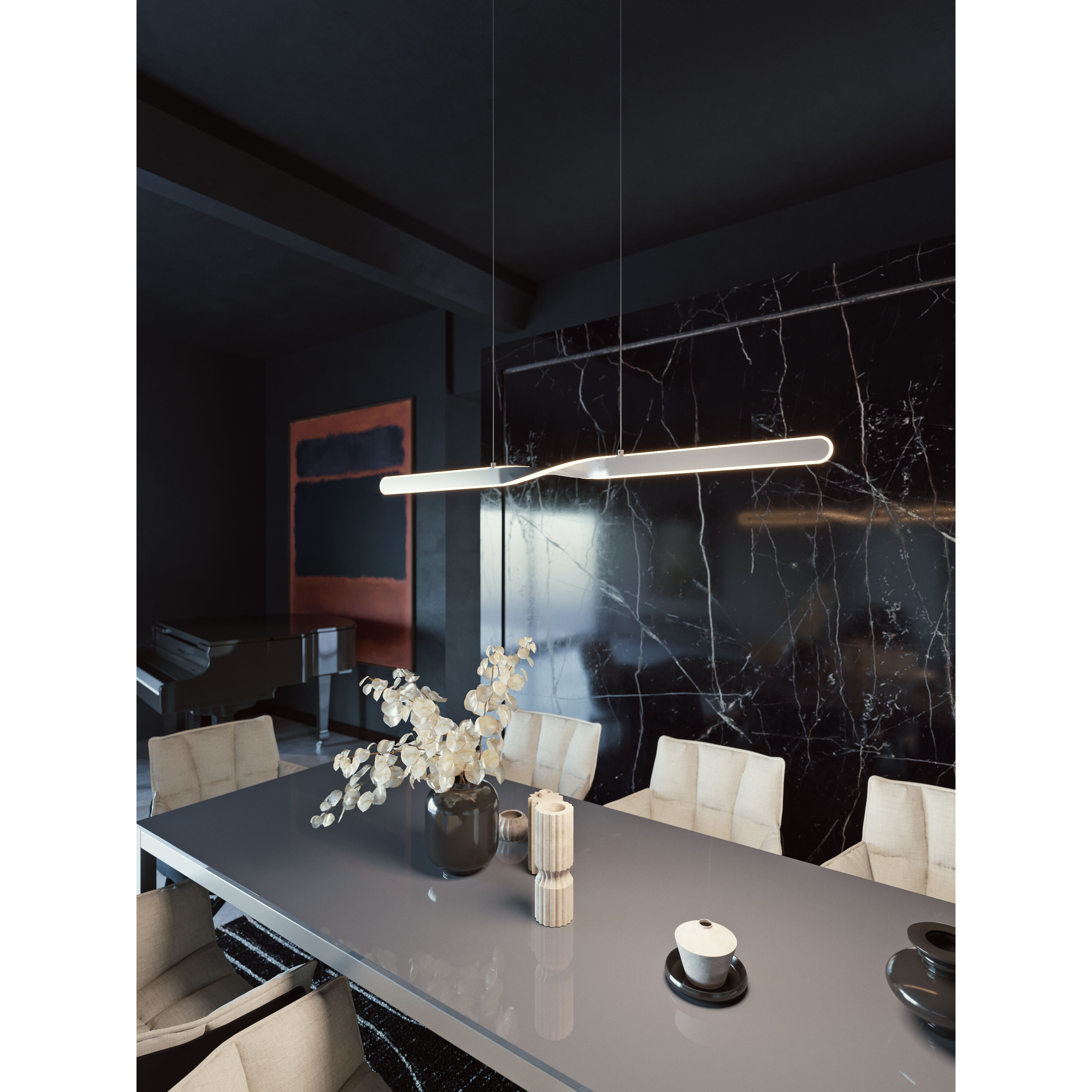 Twist 2 Light 48 inch Satin Nickel Linear Pendant Ceiling Light