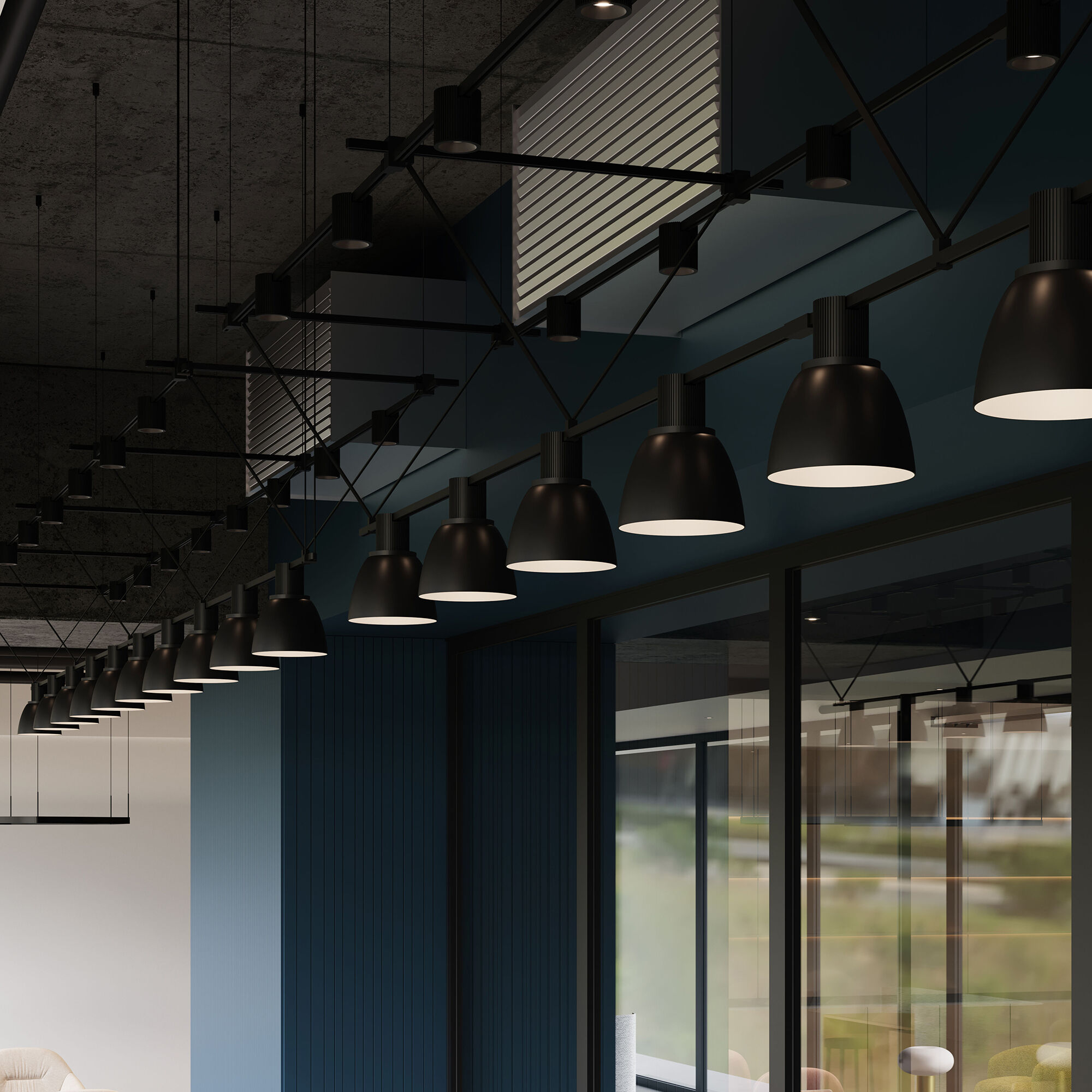 Suspenders LED 170 inch Satin Black Suspension Ceiling Light 