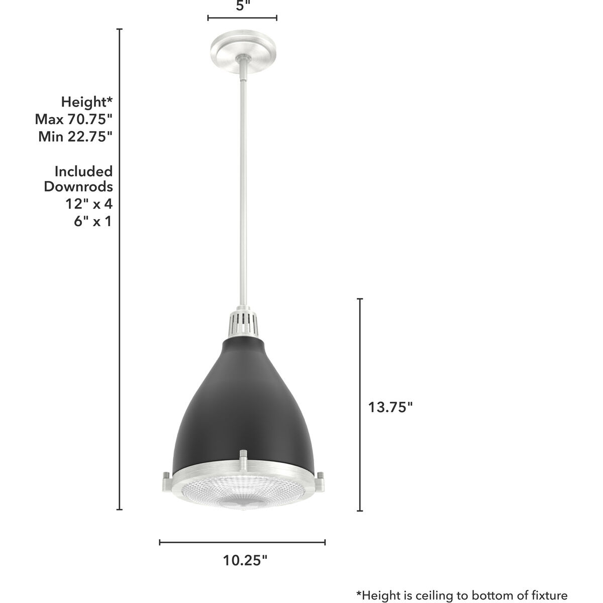 Bluff View 1 Light 10.25 inch Flat Matte Black Pendant Ceiling Light