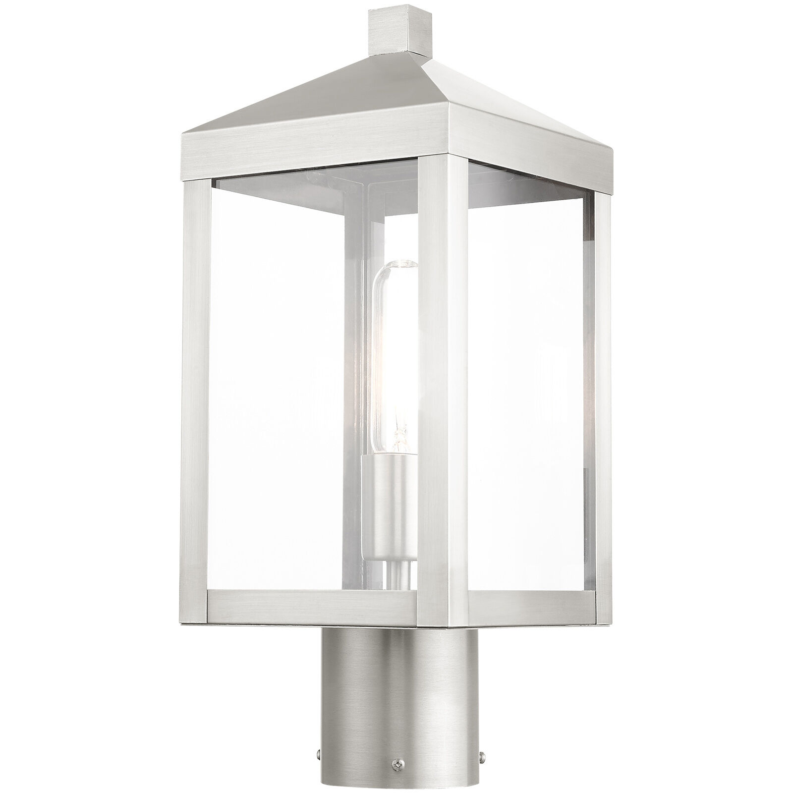 Nyack 1 Light 15 inch Brushed Nickel Outdoor Post Top Lantern
