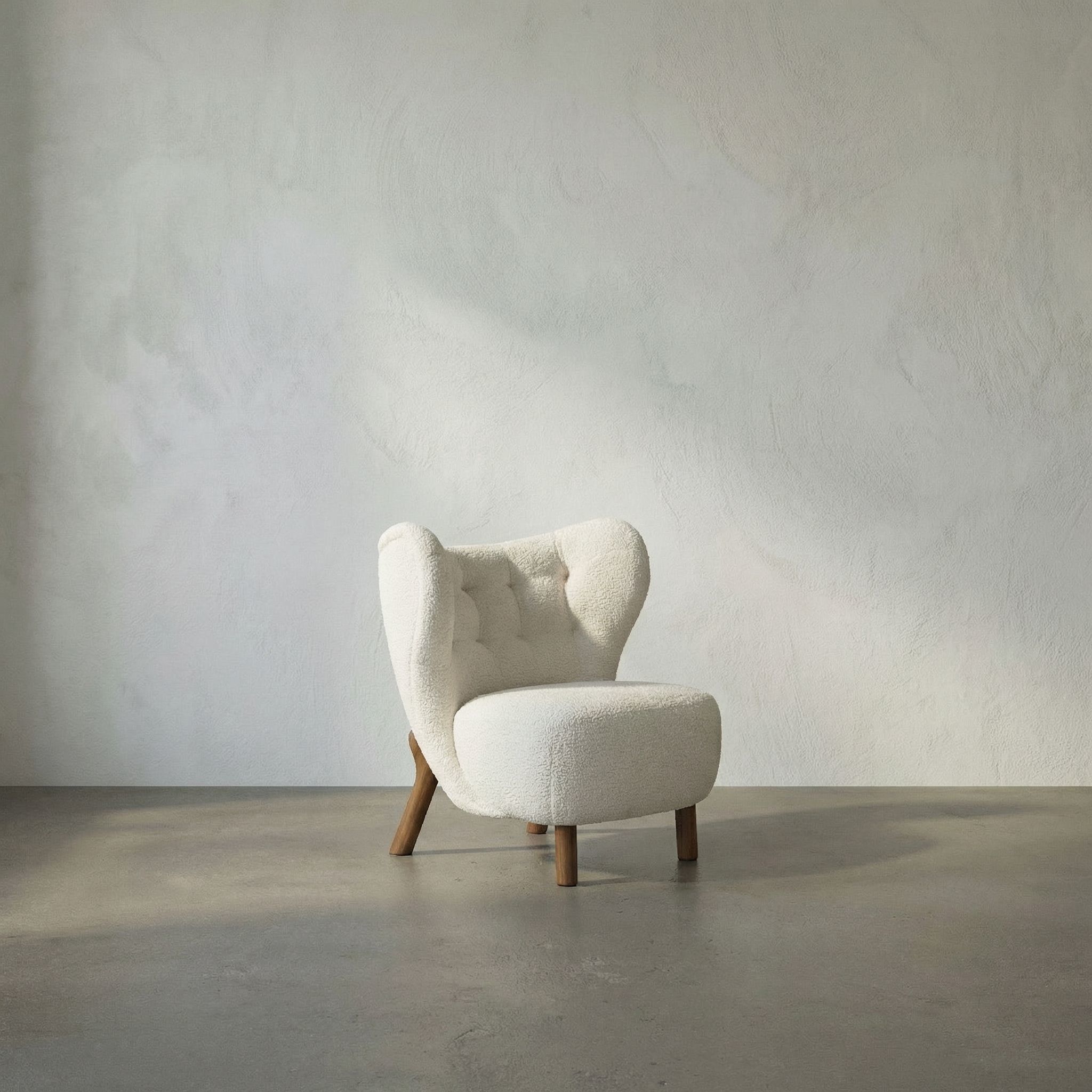 Boggio Dark Walnut and Off White Fabric Occasional Chair