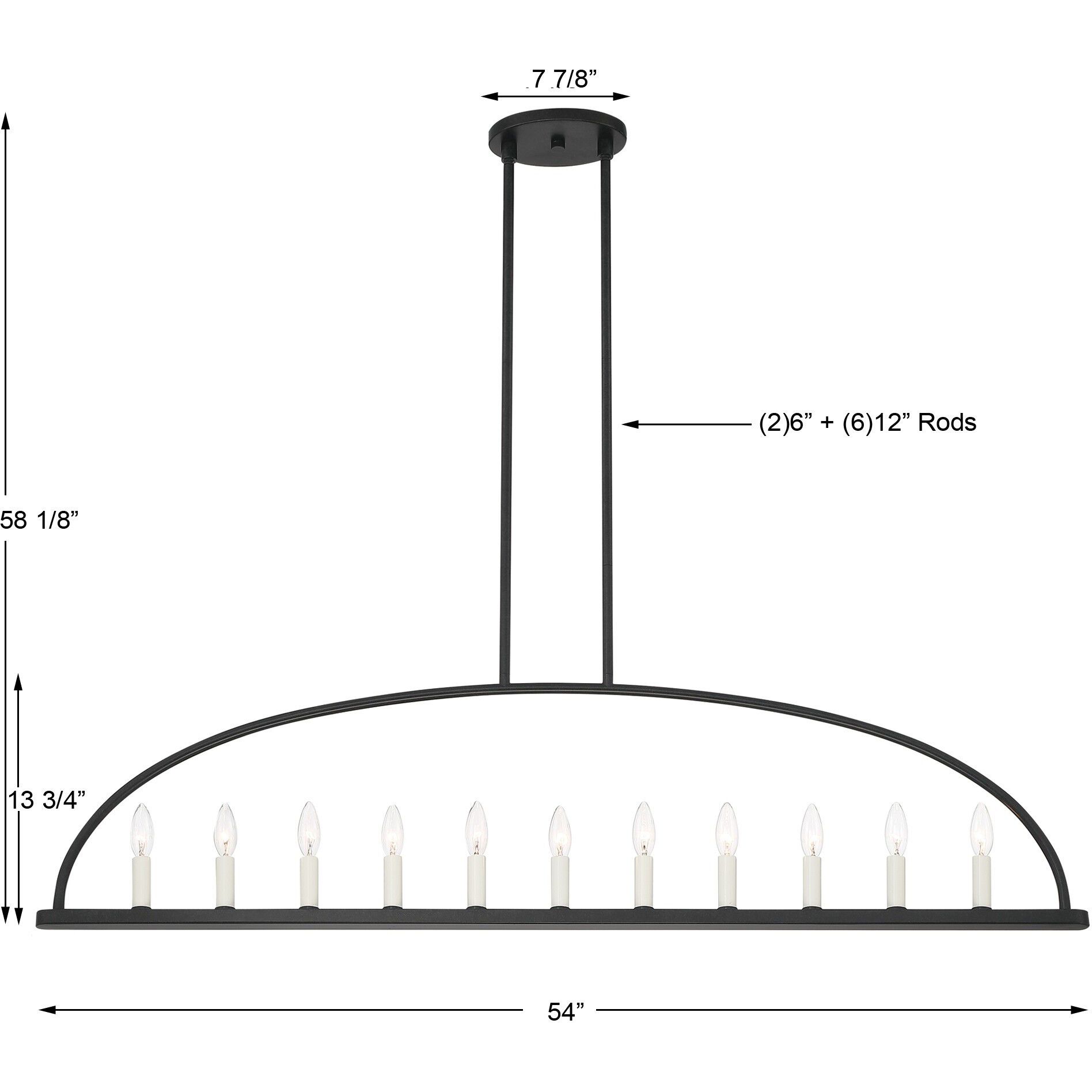 Abbott 11 Light 54 inch Black Linear Chandelier Ceiling Light
