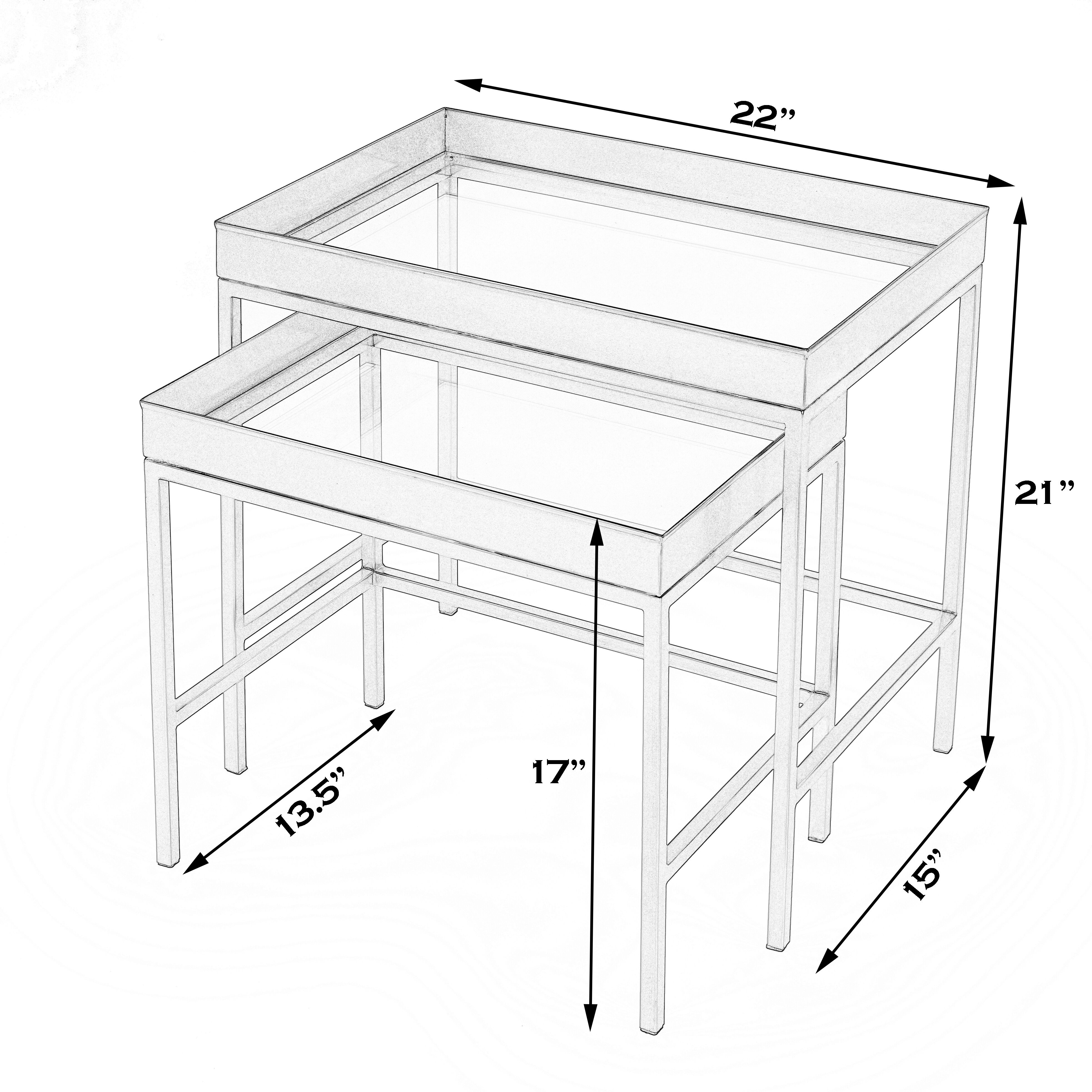 Lenny 2 Piece Glass Nesting Tables in Gold