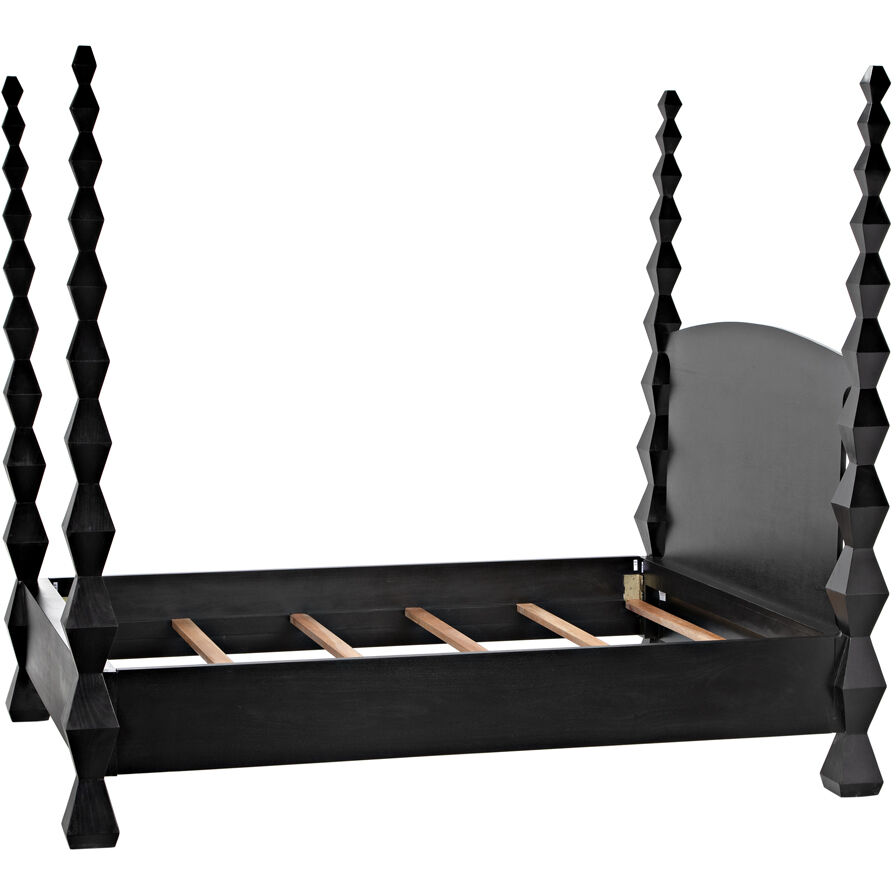 Brancusi Hand Rubbed Black Bed, Queen