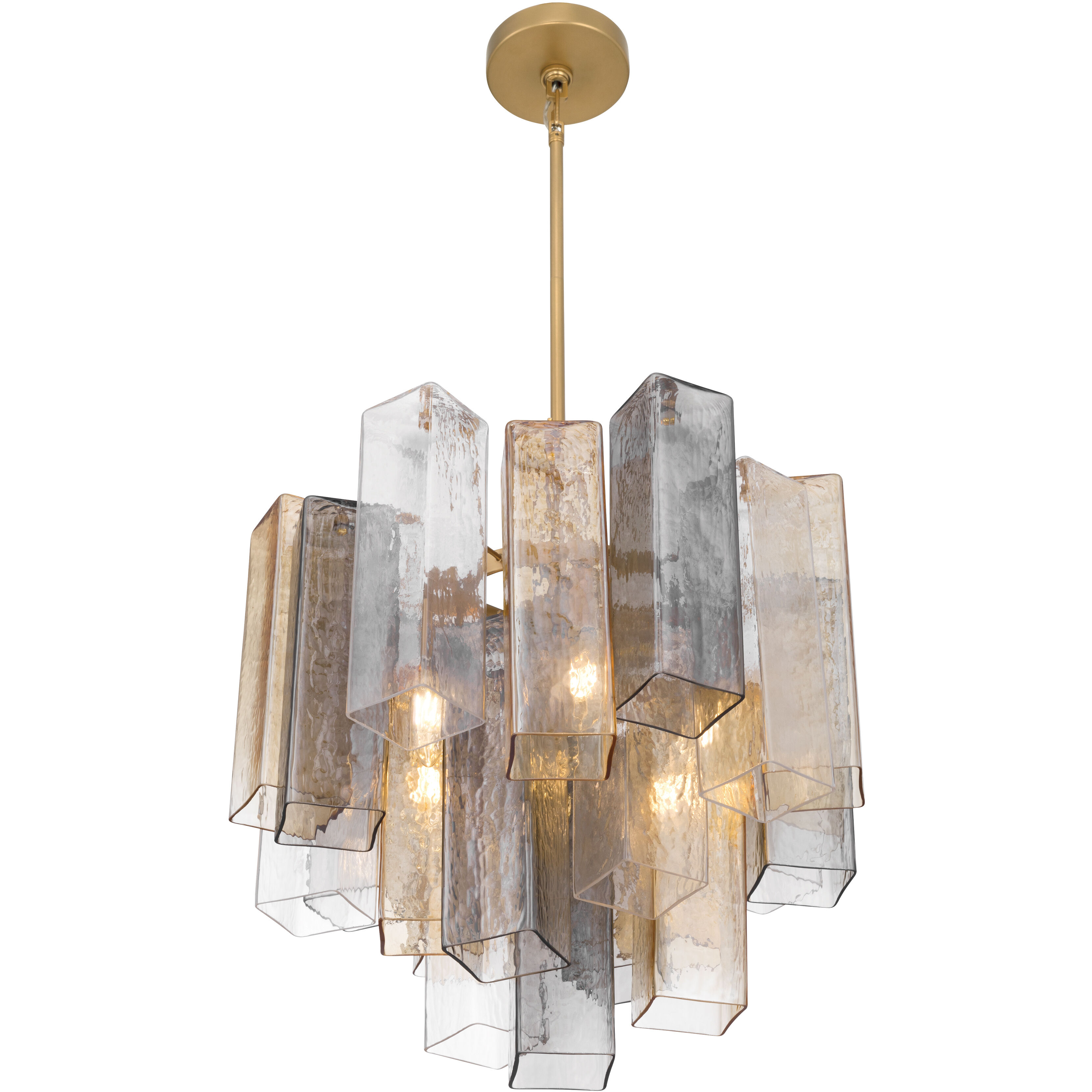 Torvento 6 Light 17.75 inch Legacy Brass Pendant Ceiling Light in Clear,  Grey and Amber Handmade Glass