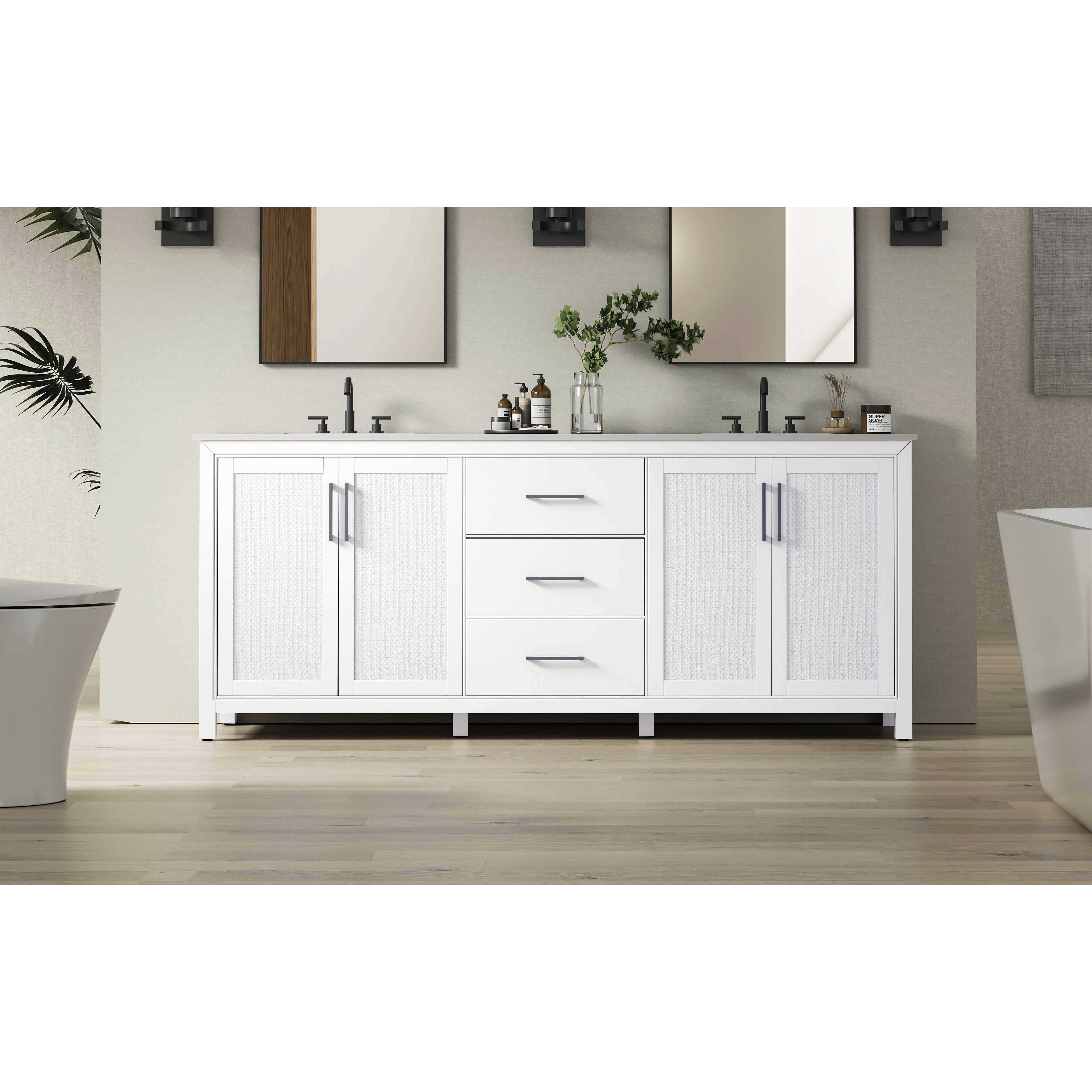 Alina 84 X 34 inch White Bathroom Vanity Cabinet