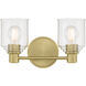 Vessair 2 Light 14 inch Vintage Brass Bathroom Vanity Light Wall Light