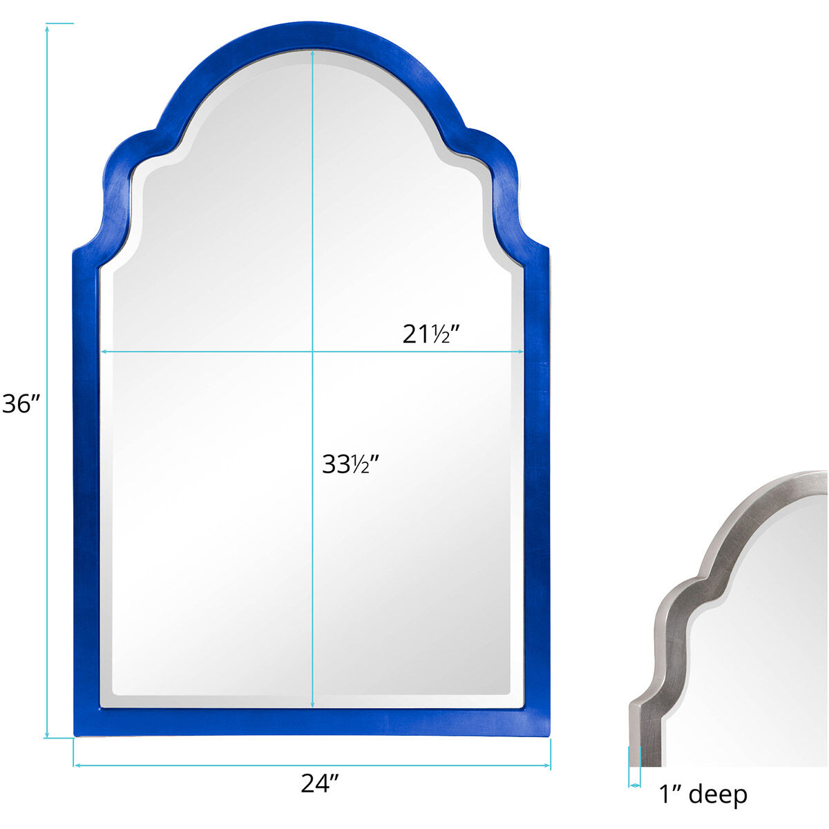 Sultan 36 X 24 inch Glossy Royal Blue Wall Mirror