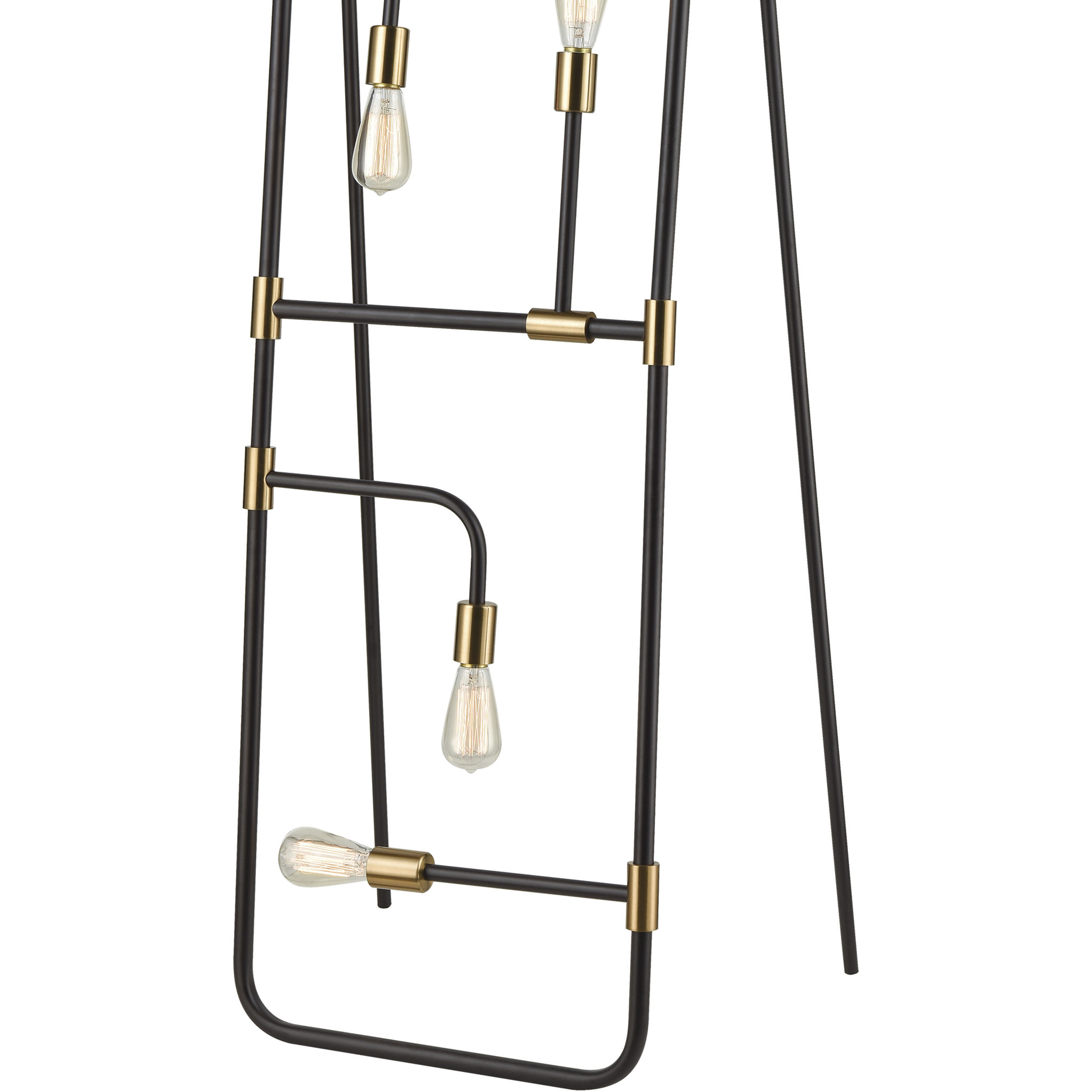 Think Tank 64 inch 4 watt Black with Aged Brass Floor Lamp Portable Light