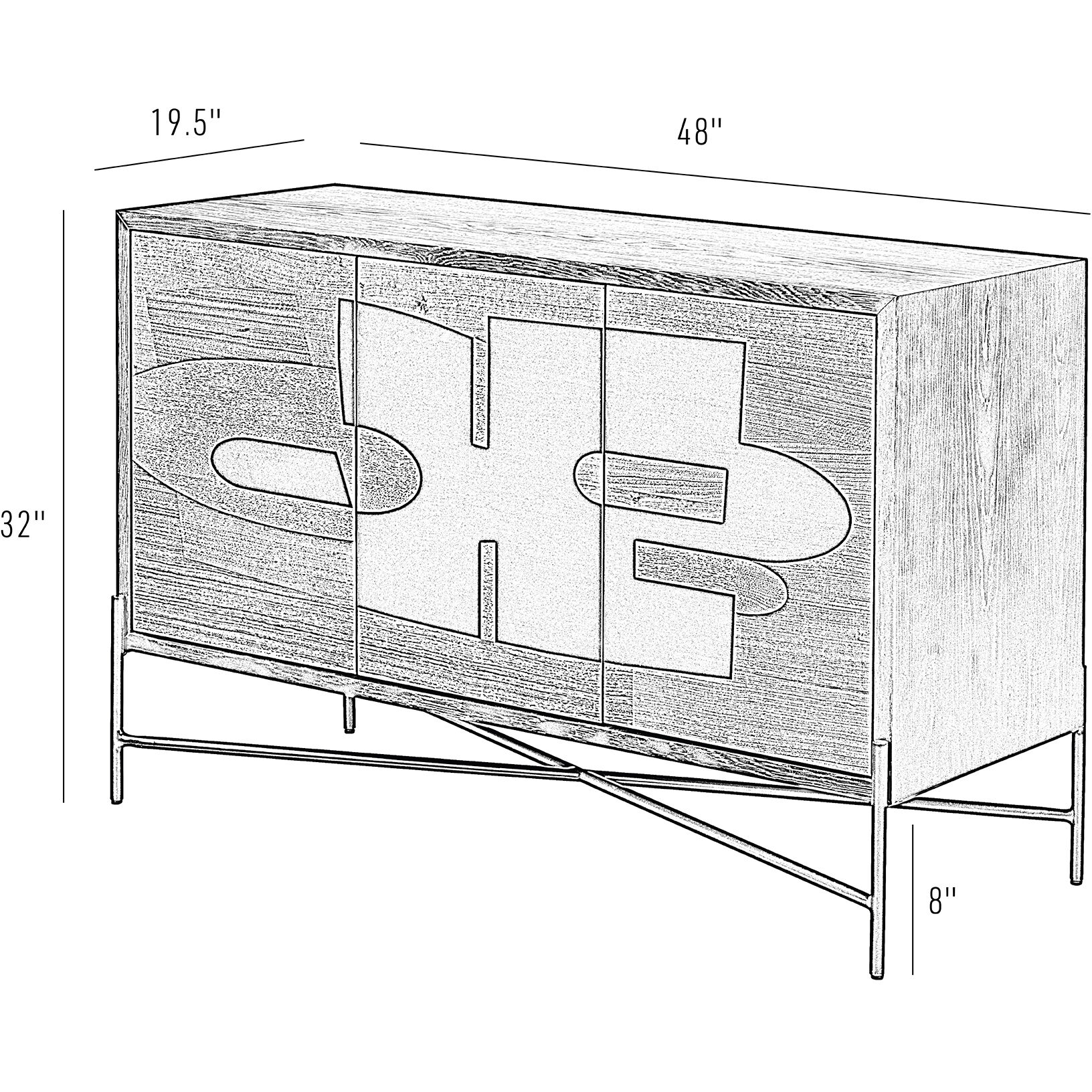 Parker 48 inch Black/Walnut/White Ashe/Cherry/Black Oak Credenza