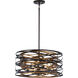 Vortic Flow 5 Light 20 inch Dark Bronze/Mosaic Gold Semi Flush Mount Ceiling Light, Convertible