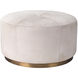 Thackeray 16 inch White Hide & Antique Brass Metal Round Pouf