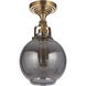 Gallery State House 1 Light 7.87 inch Vintage Brass Semi Flush Ceiling Light