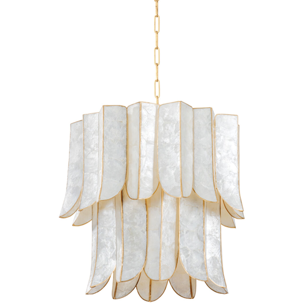 Cartagena 7 Light 22.75 inch Vintage Gold Leaf Chandelier Ceiling Light