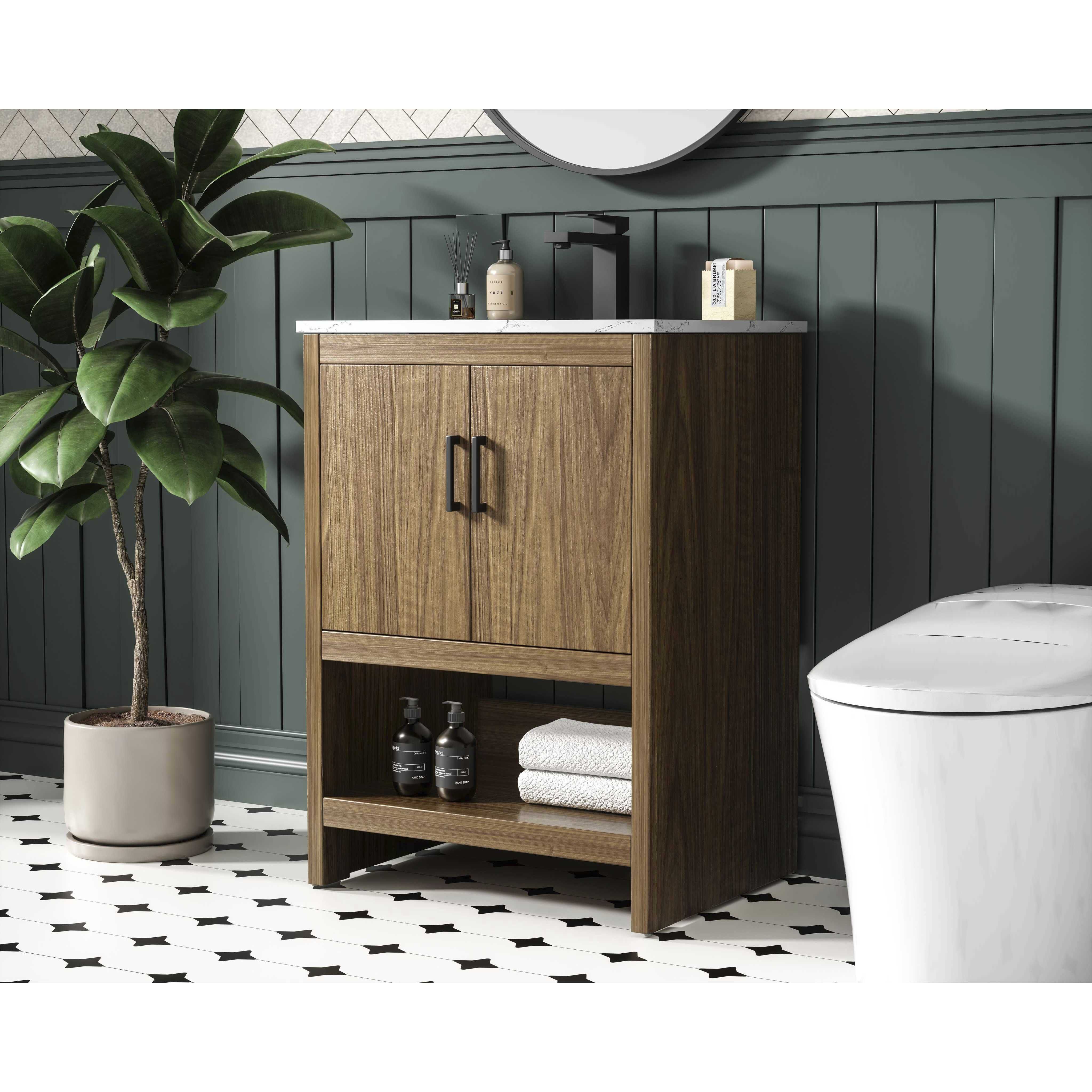Ira 24 X 34 inch Walnut Brown Bathroom Vanity Cabinet