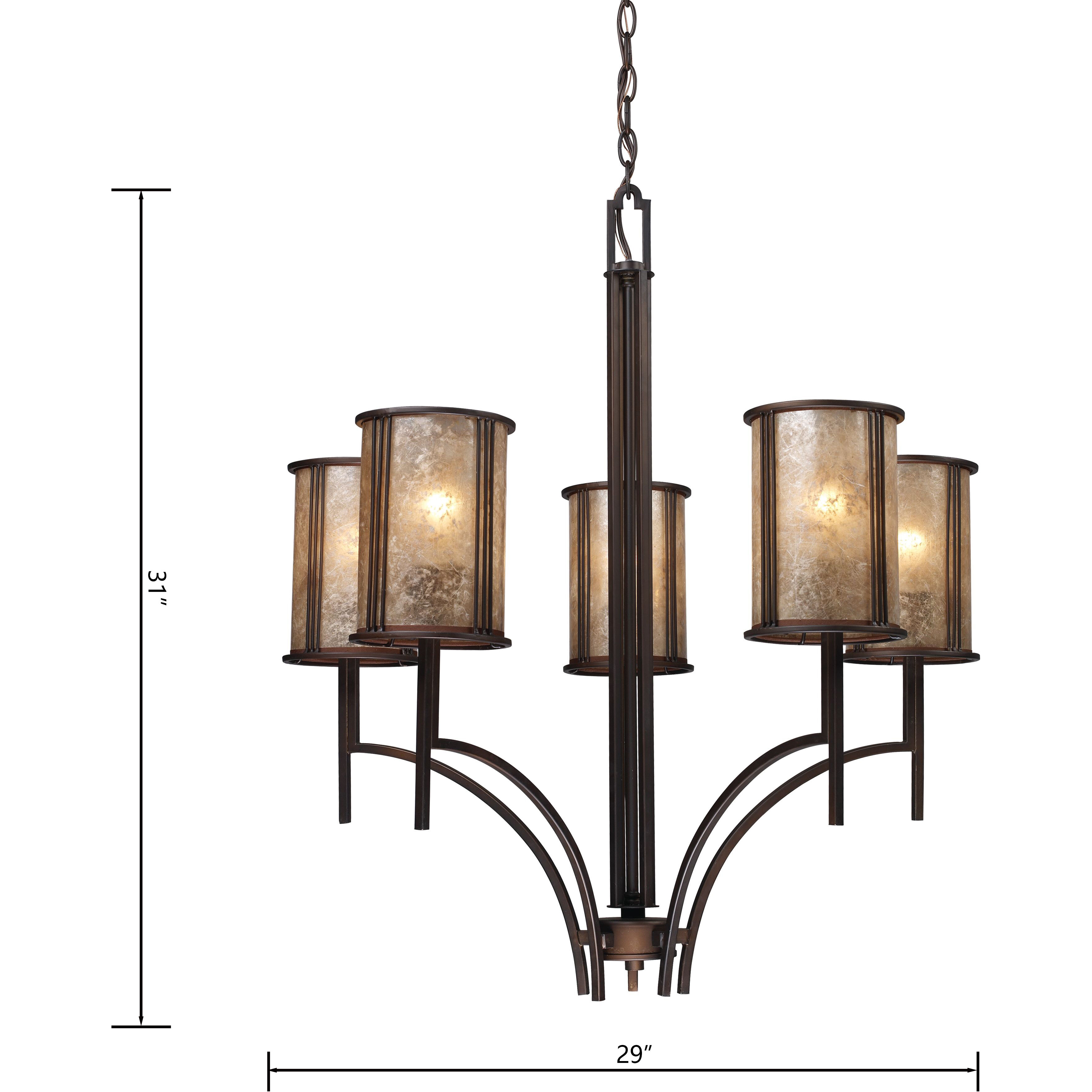 Barringer 5 Light 29 inch Aged Bronze with Tan Chandelier Ceiling Light