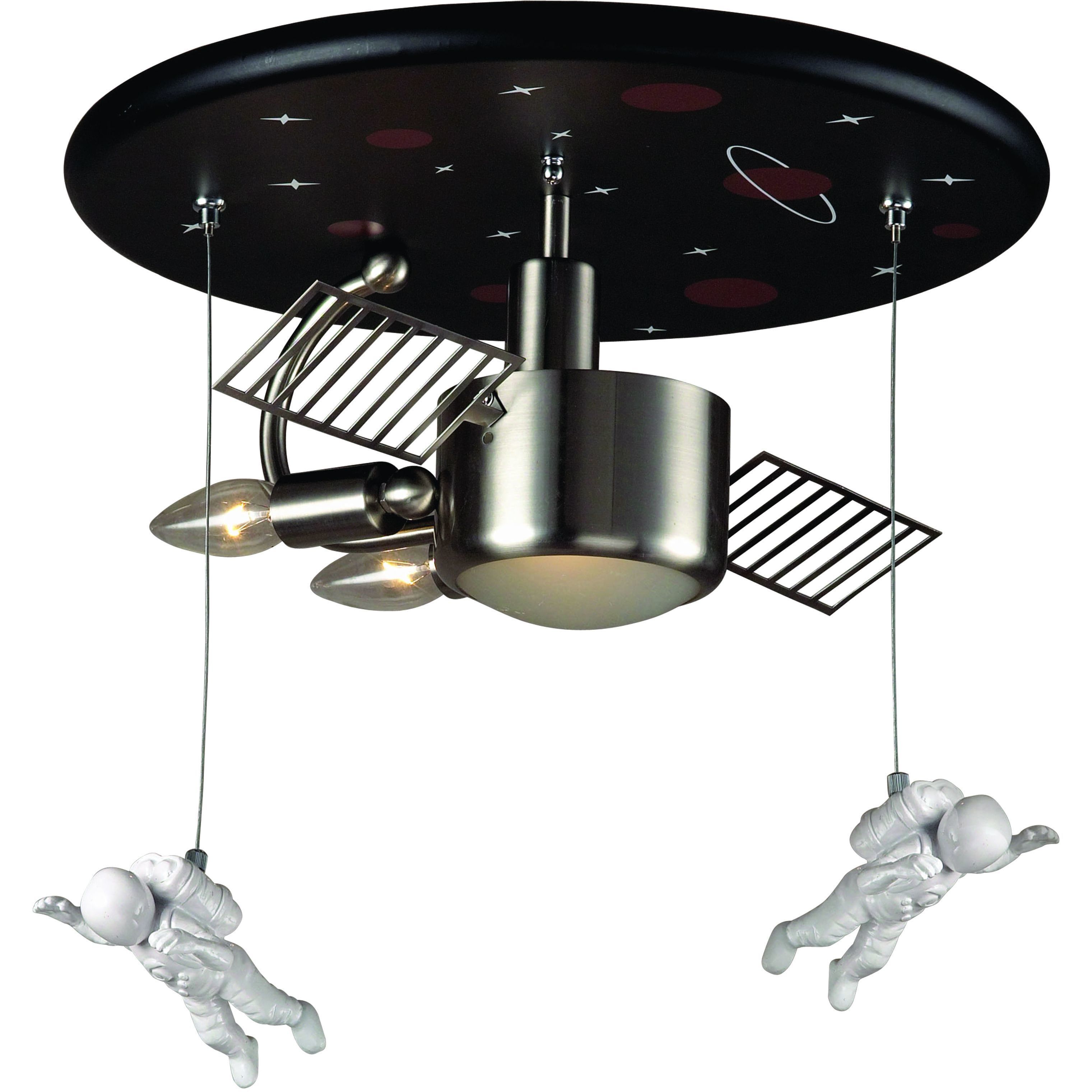 Novelty 2 Light 16 inch Satin Nickel with Black Flush Mount Ceiling Light