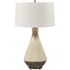 Banham 31 inch 150 watt Glossy Beige Glaze and Antique Brass Table Lamp Portable Light