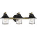 Westfield Manor 3 Light 24.5 inch Sand Coal/Soft Brass Bath Light Wall Light