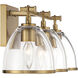 Wynnfrost 3 Light 24 inch Brushed Gold Vanity Wall Light