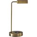 Kaye 17 inch 5.00 watt Antique Brass Desk Lamp Portable Light, with AdessoCharge Wireless Charging Pad and USB Port