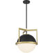 Carlysle 1 Light 15 inch Black with Warm Brass Accents Pendant Ceiling Light