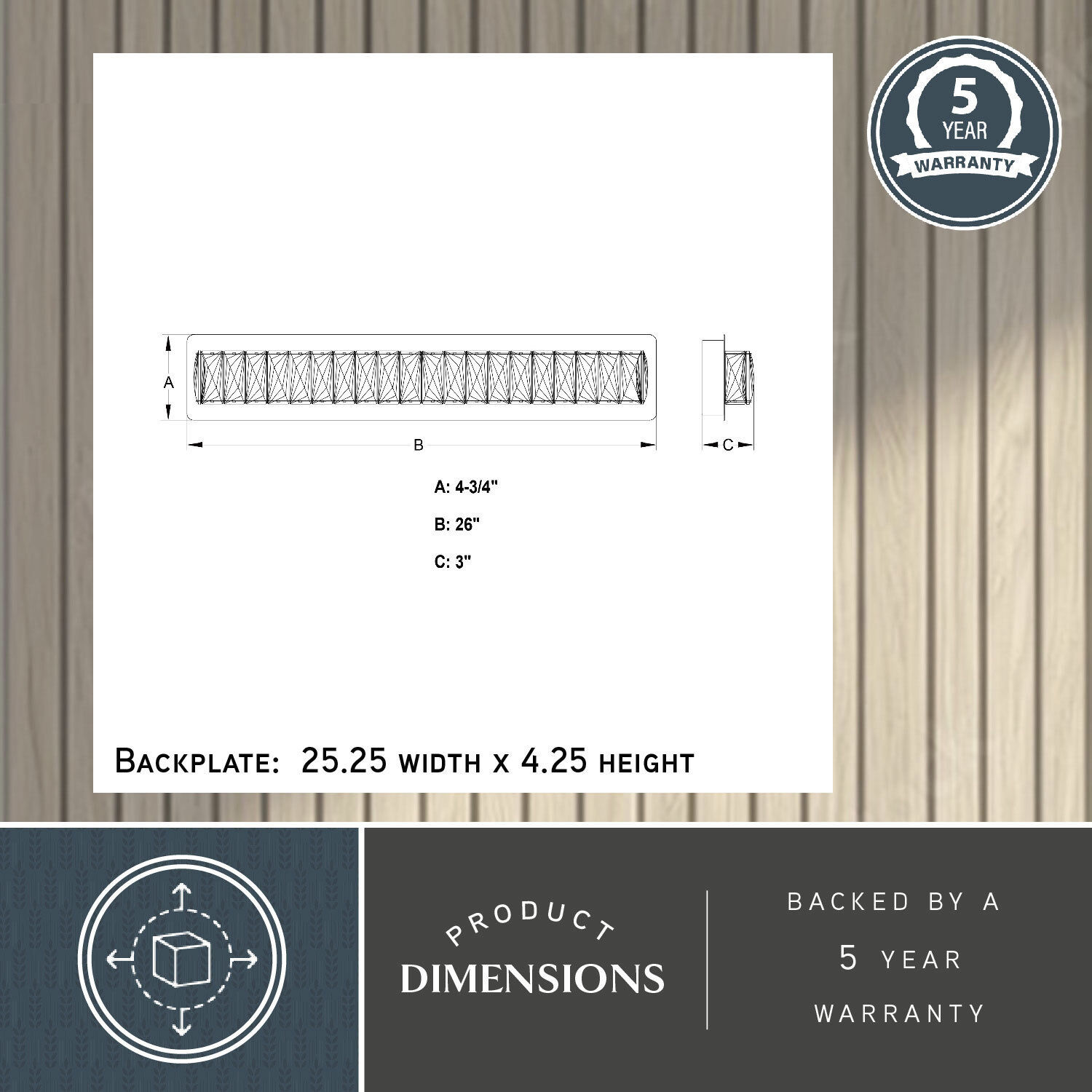 Melrose LED 26 inch Chrome Bathroom Light Wall Light