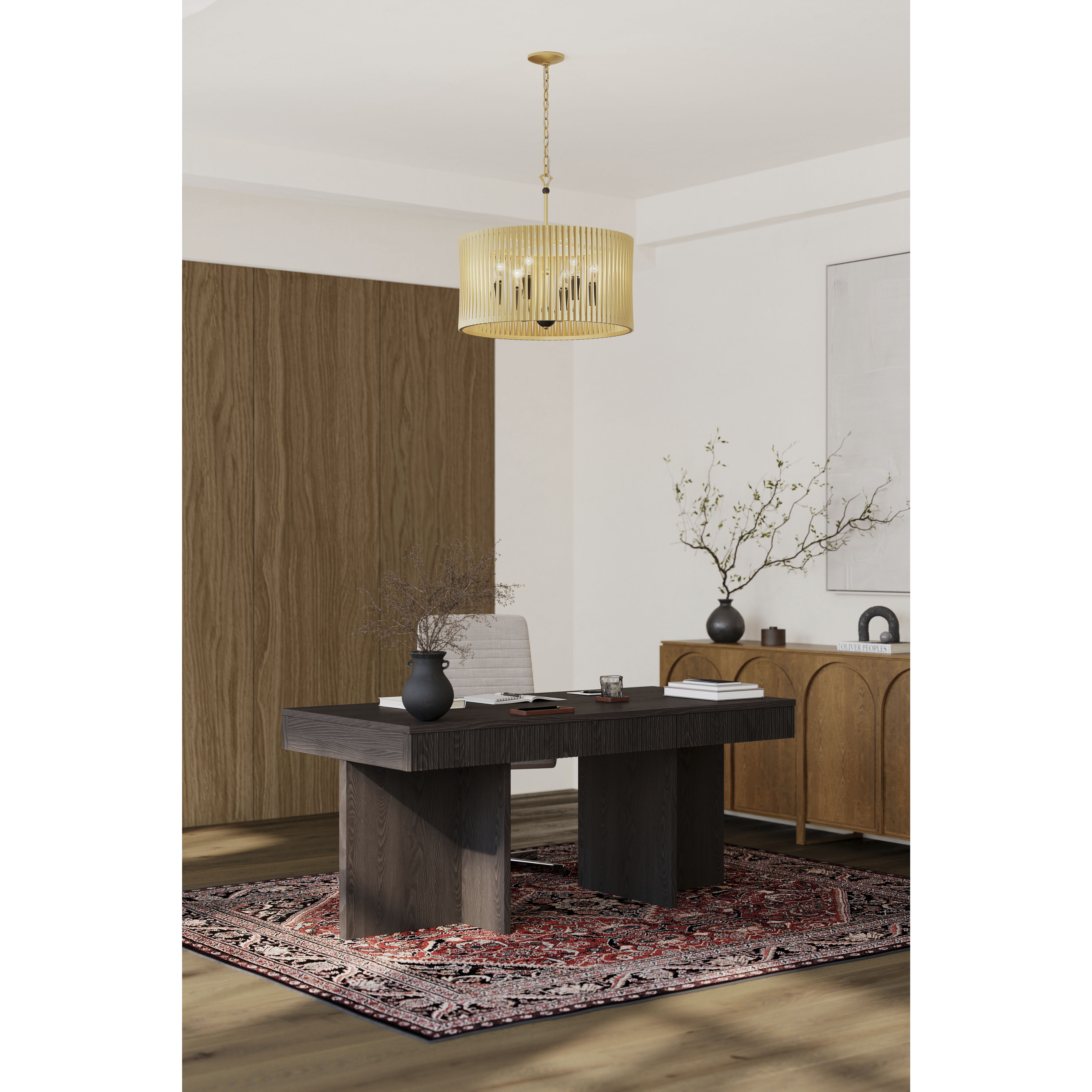 Aven 6 Light 24 inch Sand Coal Black and Legacy Brass Pendant Ceiling Light