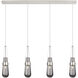 Milan 4 Light 48.13 inch Polished Nickel Linear Pendant Ceiling Light in Light Smoke Glass