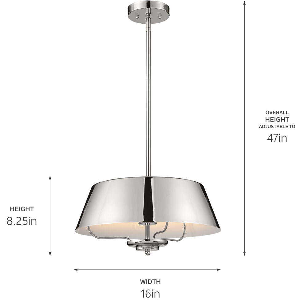 Luella 3 Light 16 inch Polished Nickel Pendant Ceiling Light