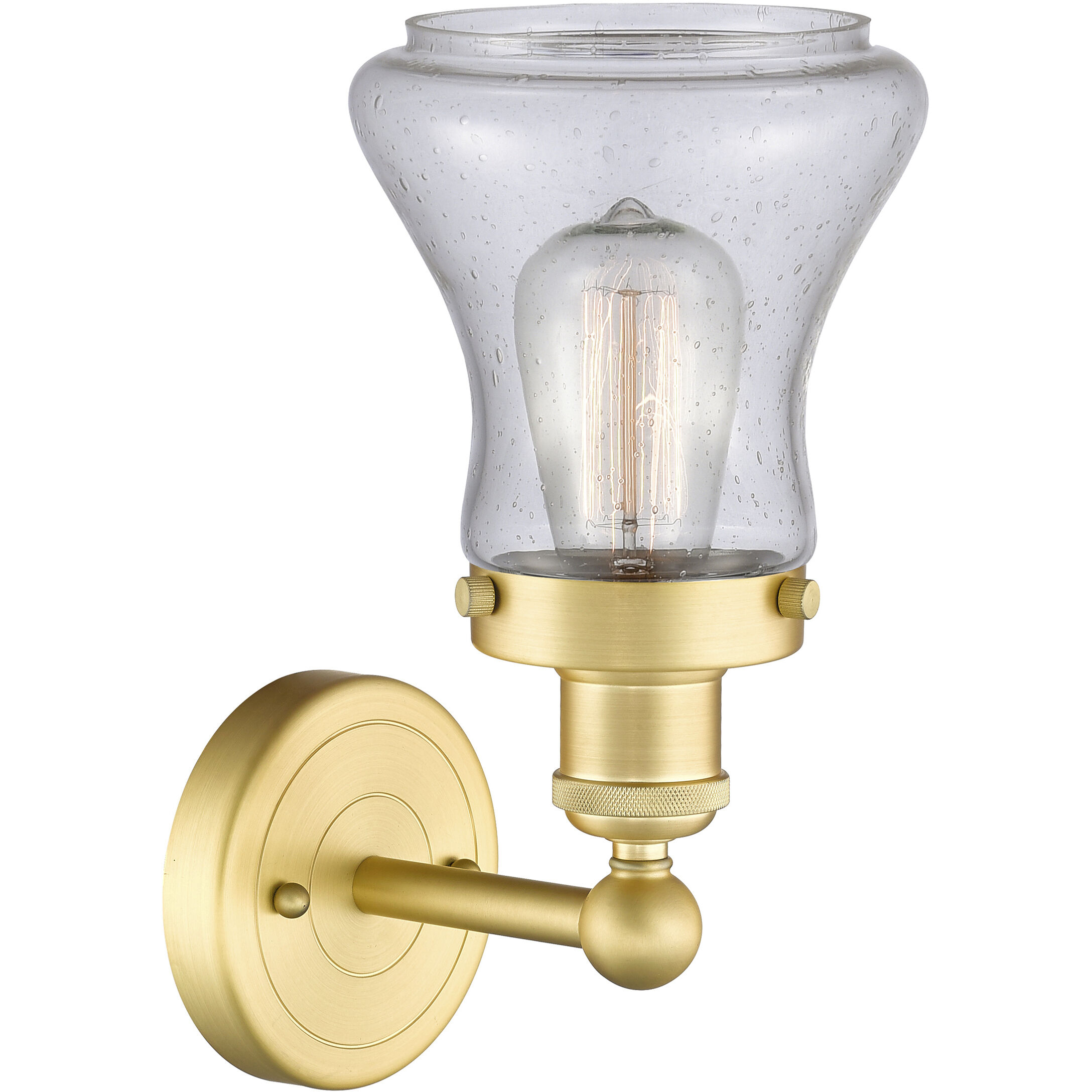 Bellmont 1 Light 6.5 inch Satin Gold Sconce Wall Light in Seedy Glass
