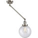 Large Beacon 21 inch 100 watt Satin Nickel Swing Arm Wall Light in Brushed Satin Nickel, Seedy Glass, Franklin Restoration