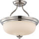 Kirk LED 13 inch Polished Nickel and Etched Semi Flush Mount Ceiling Light