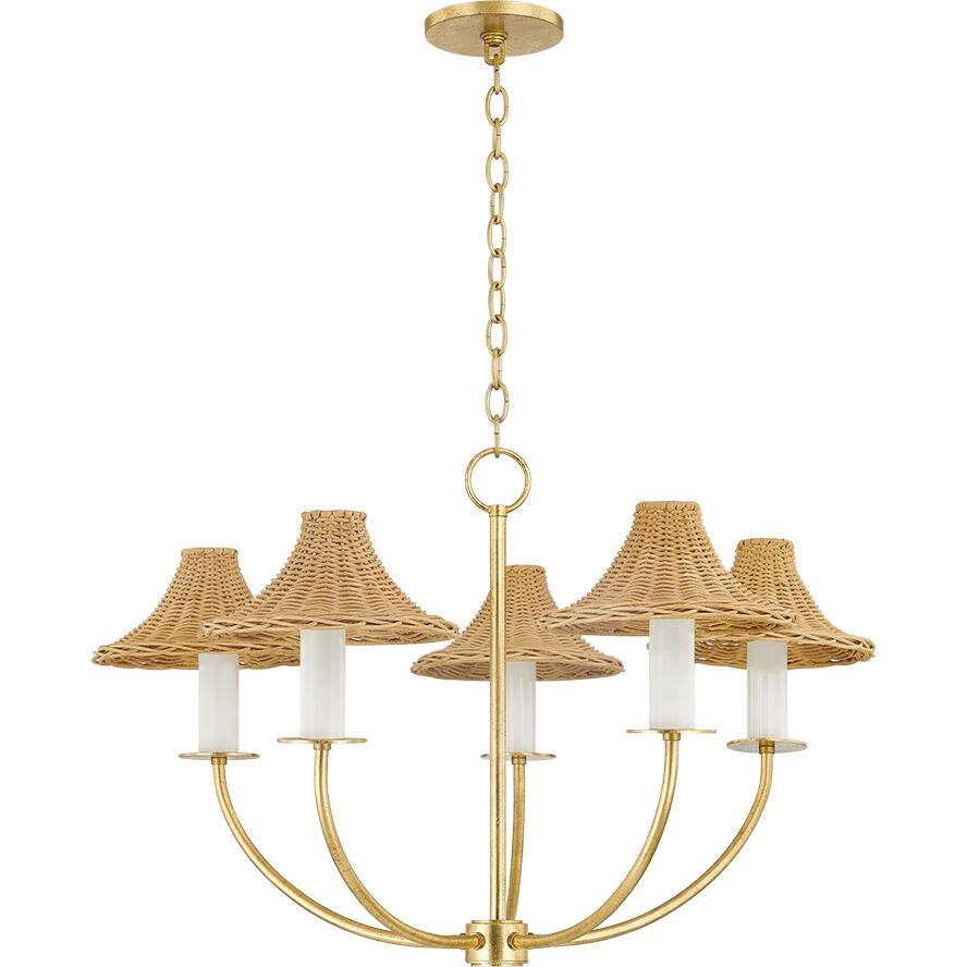 Twila 5 Light 30.25 inch Vintage Gold Leaf Chandelier Ceiling Light