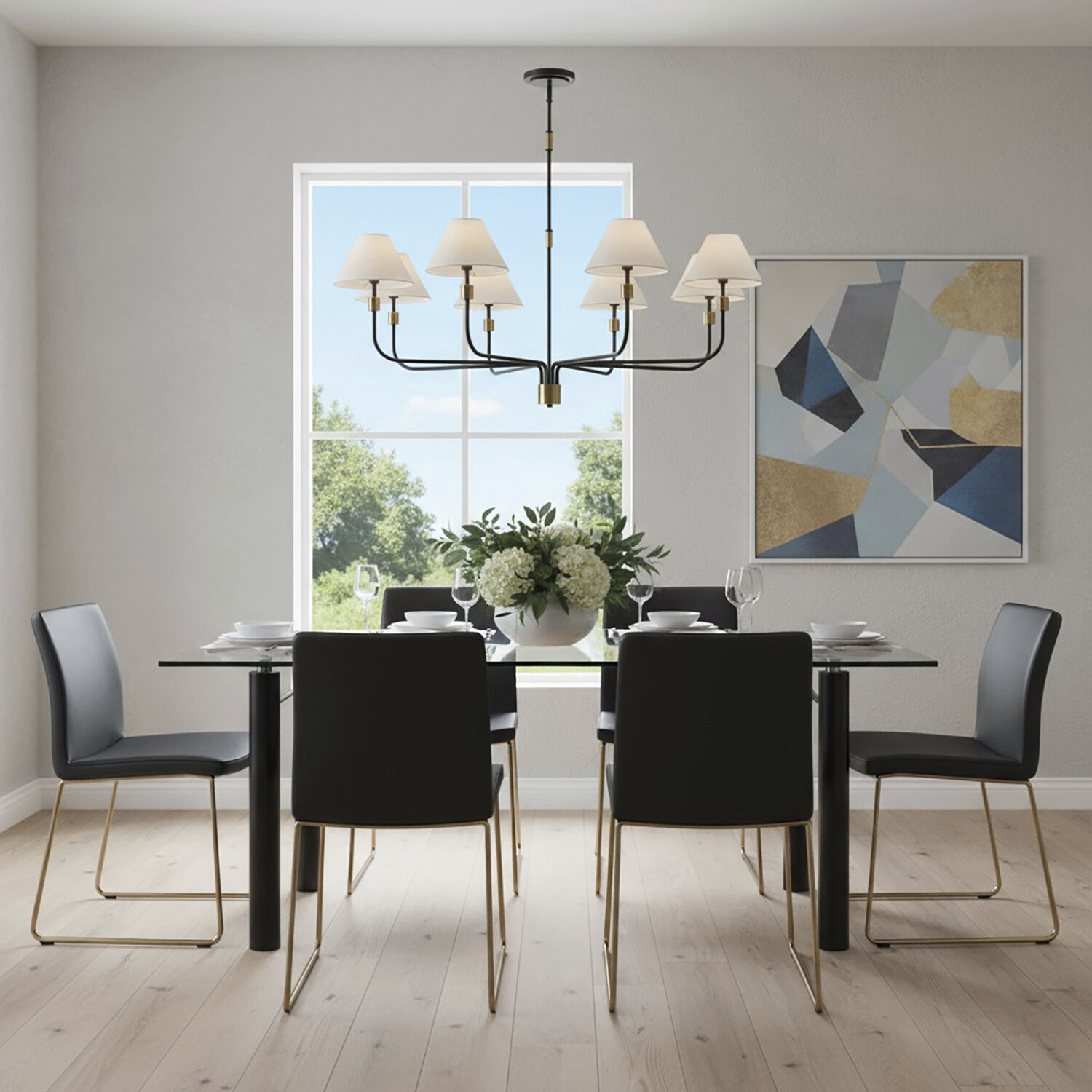 Providence 8 Light 52 inch Black and Brushed Brass Chandelier Ceiling Light