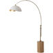 Tambo 92 inch 14 watt Weathered Brass and Natural Ash Arc Floor Lamp Portable Light in Matte White and Gold Steel