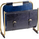 Granville Blue And Antique Brass Magazine Rack
