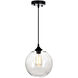Glass 1 Light 10 inch Black Down Mini Pendant Ceiling Light in Clear