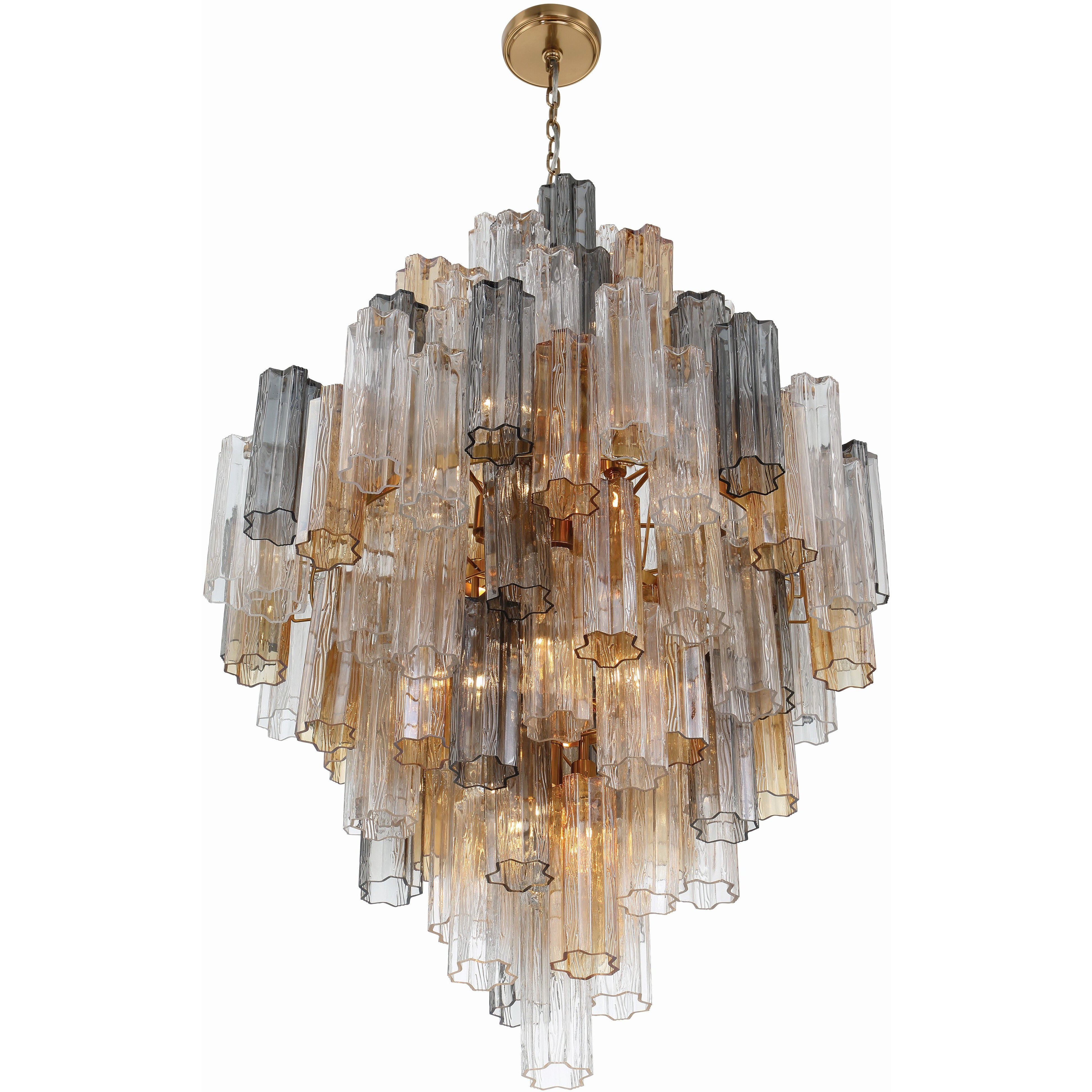 Addis 20 Light 31.5 inch Aged Brass Chandelier Ceiling Light in Autumn
