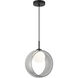 Delcia LED 11 inch Black Pendant Ceiling Light in Black and Smoke