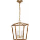 Chapman & Myers Darlana5 LED 12.5 inch Antique-Burnished Brass and Natural Rattan Wrapped Lantern Ceiling Light, Small