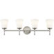Fusion Collection - Tulsi Family 4 Light 32.5 inch Brushed Nickel Bath/Vanity Wall Light, EVOLV
