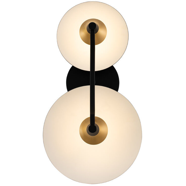 Redding Wall Sconce Wall Light in Matte Black With White And Brass Accent, Matte Black