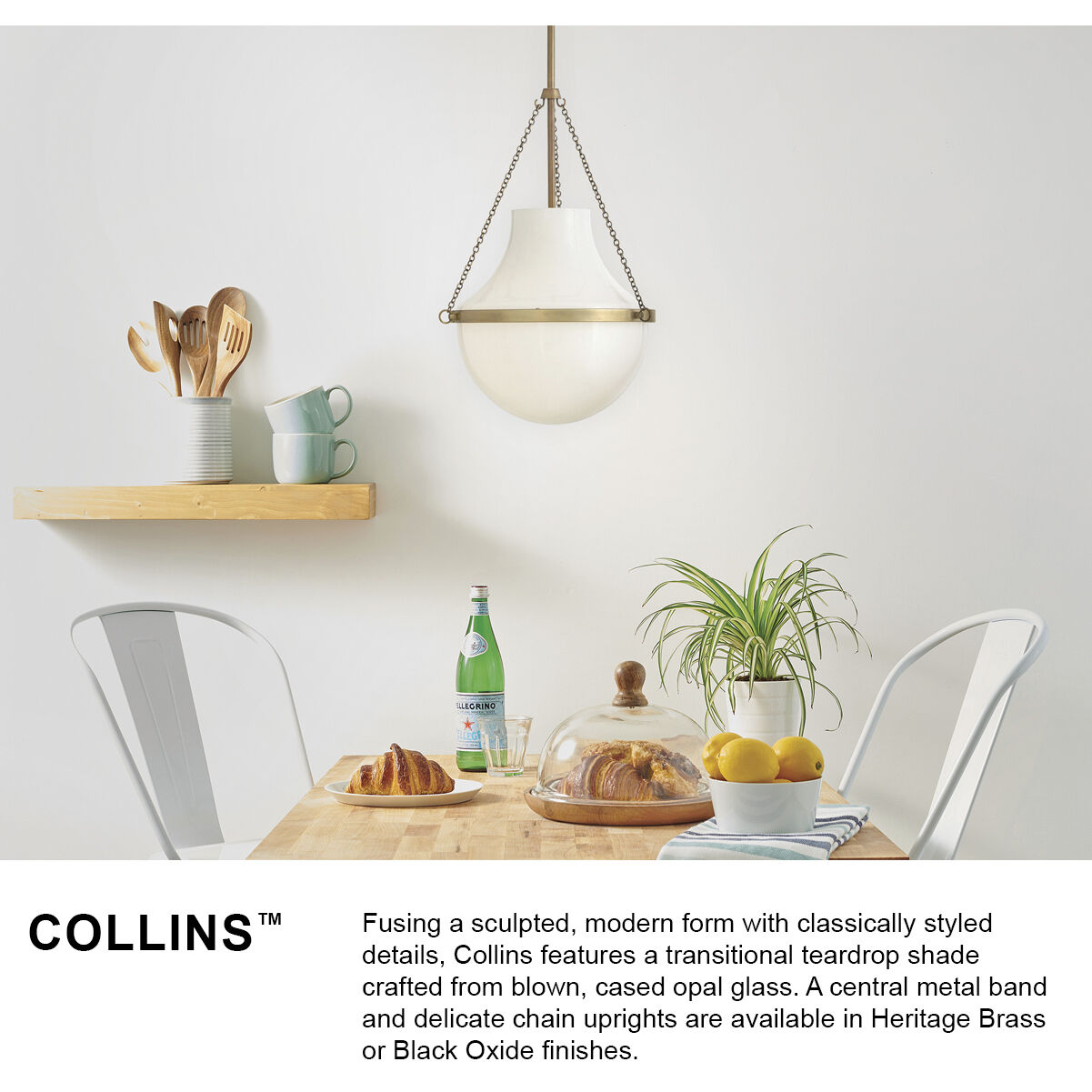 Collins 1 Light 20 inch Heritage Brass Chandelier Ceiling Light