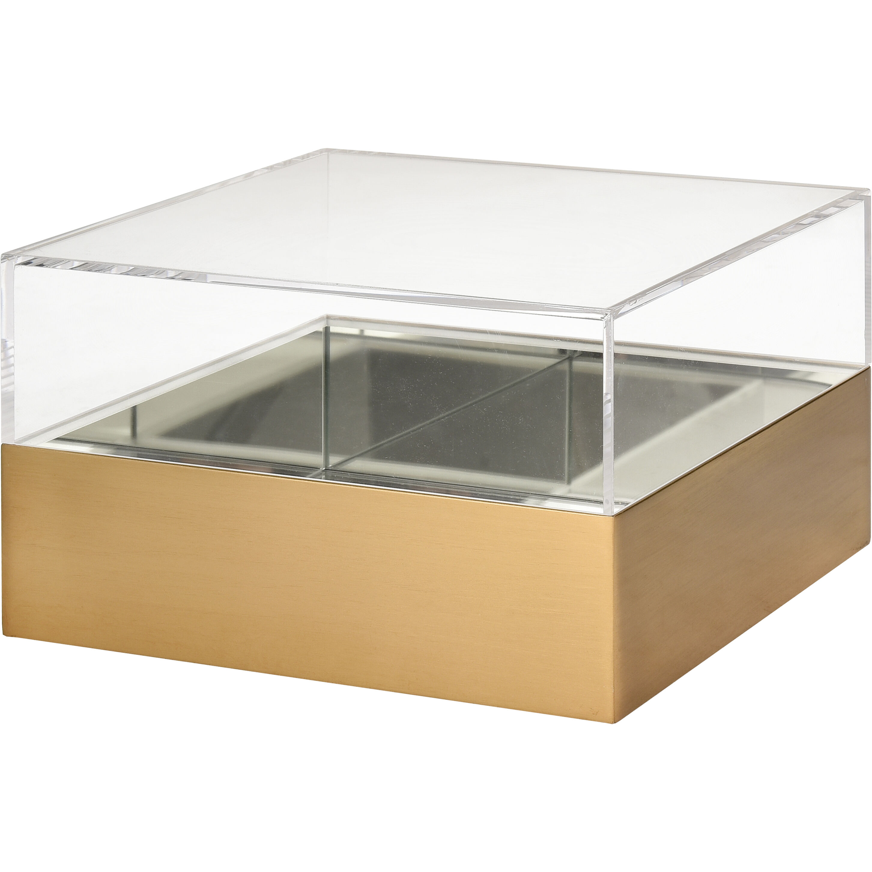 Split 10 X 10 inch Brass with Clear and Mirror Decorative Box