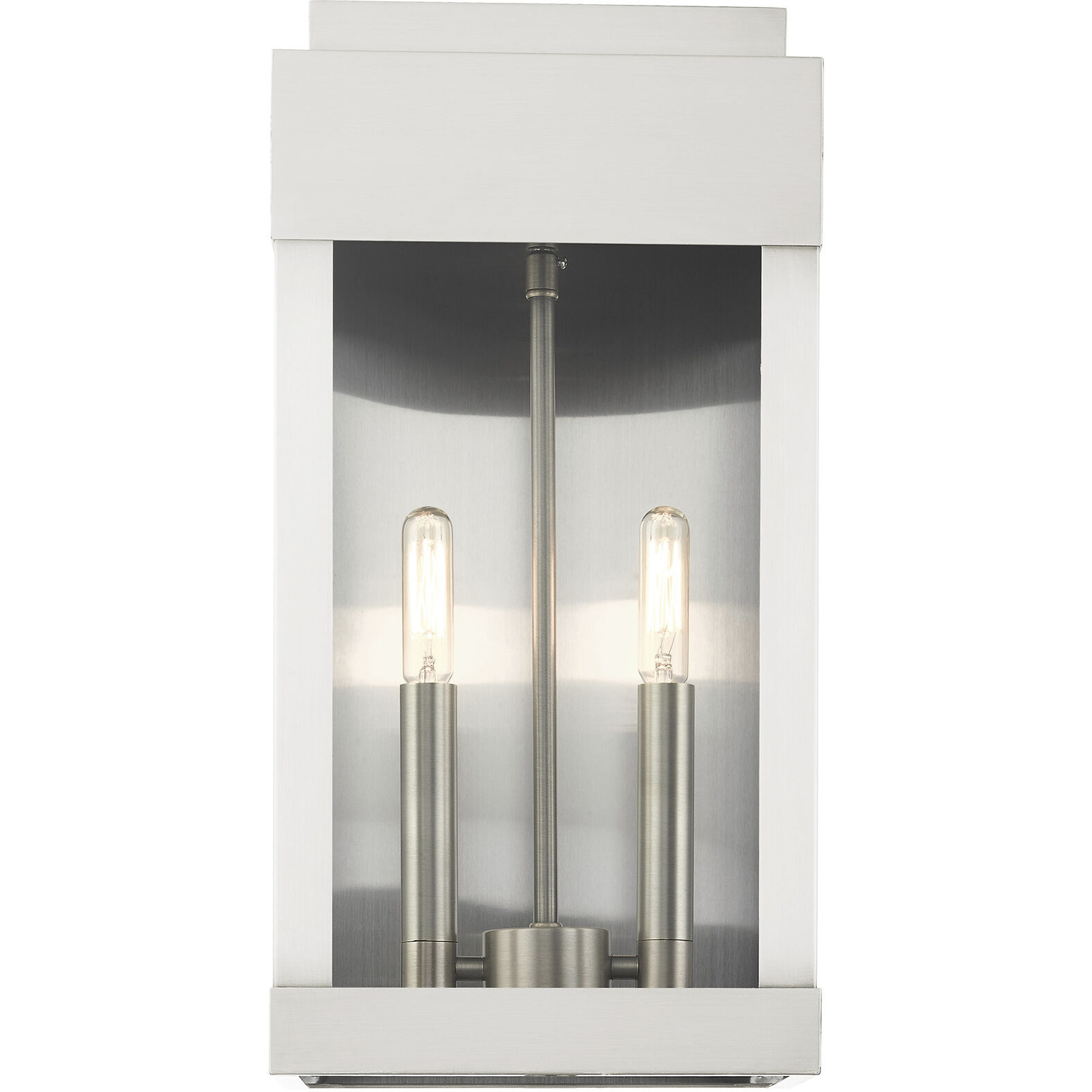 York 2 Light 16 inch Brushed Nickel Outdoor Wall Lantern