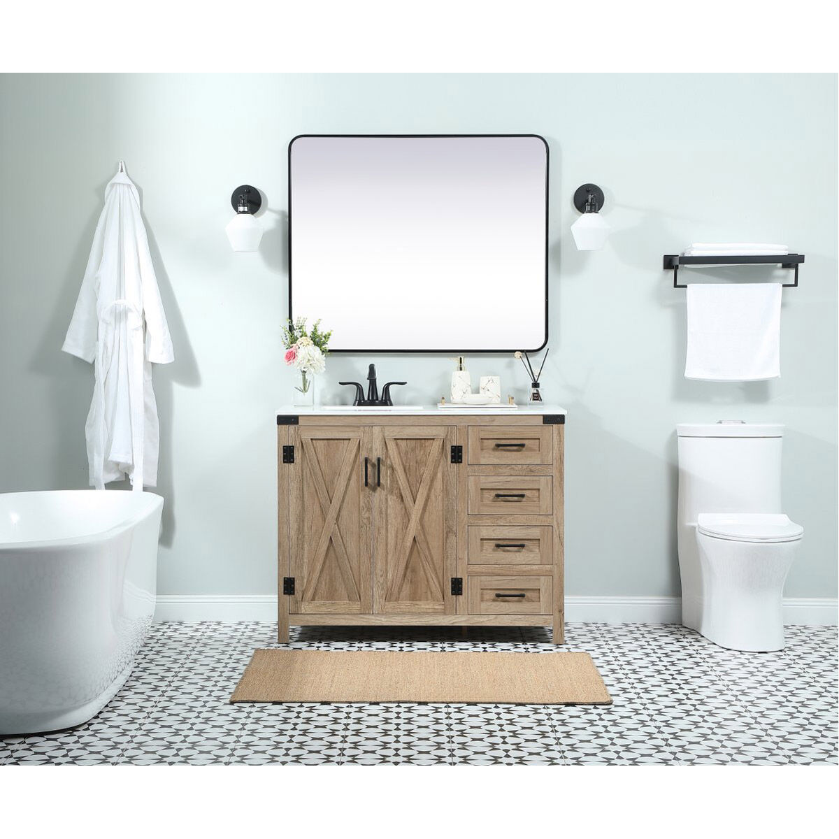 Grant 42 X 19 X 34 inch Natural Oak Vanity Sink Set